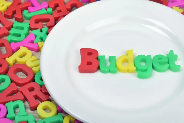 Budget word on plate — Stock Photo, Image