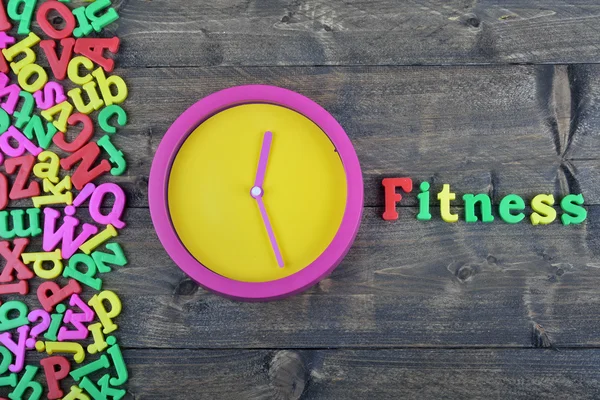 Fitness na mesa de madeira — Fotografia de Stock