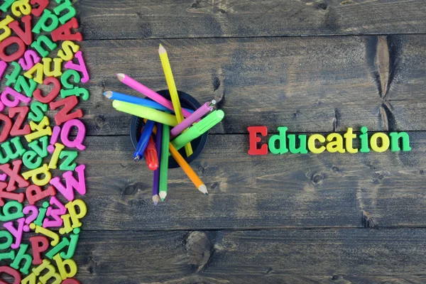 Educación en mesa de madera —  Fotos de Stock