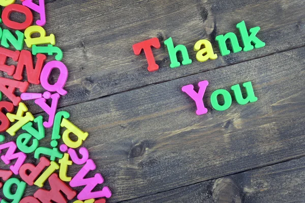 Thank you on wooden table — Stock Photo, Image