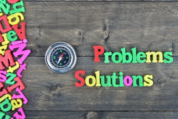 Problems and Solutions on wooden table — Stock Photo, Image