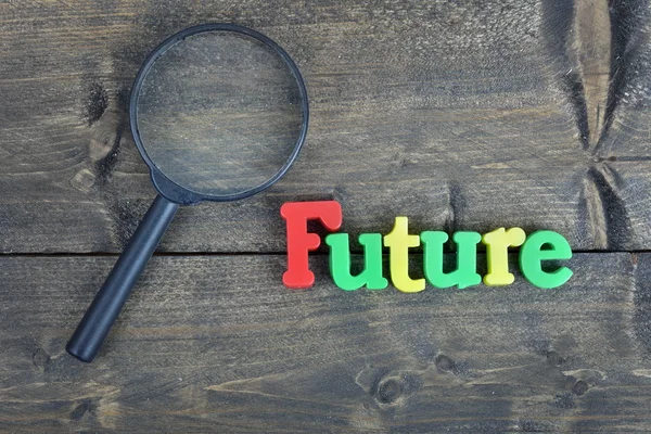 Futuro na mesa de madeira — Fotografia de Stock