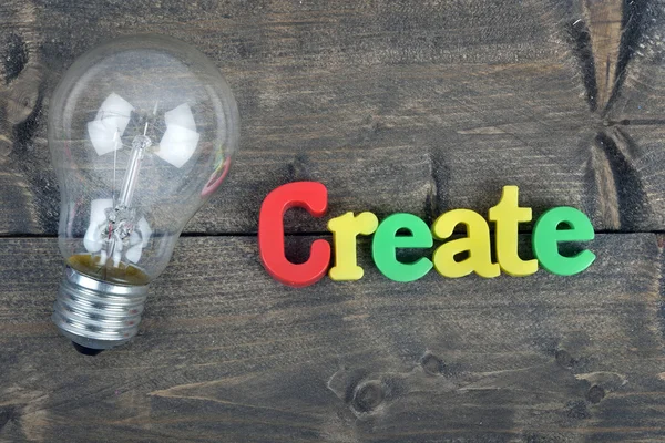 Create on wooden table — Stock Photo, Image