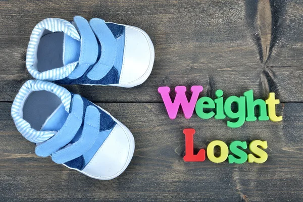 Weight loss on wooden table — Stock Photo, Image