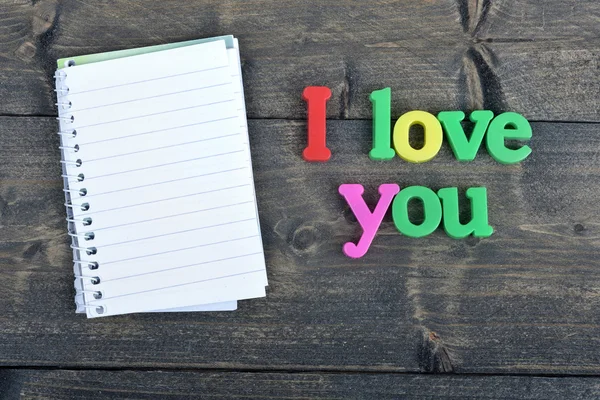 I love you on wooden table — Stock Photo, Image