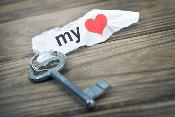 Key with message my Love — Stock Photo, Image