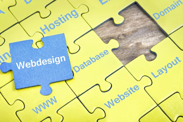 Puzzel met woord Webdesign — Stockfoto