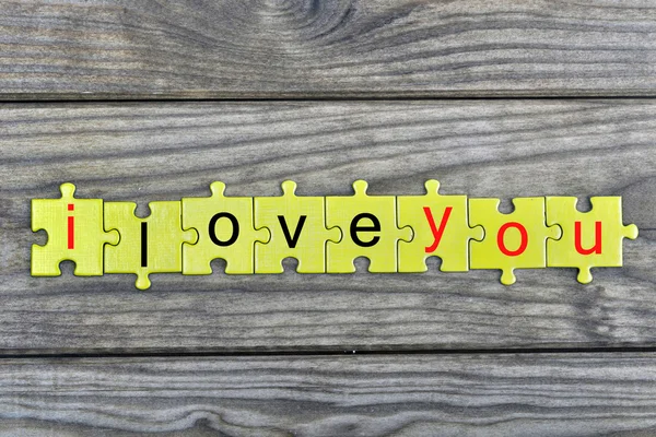 Puzzle word ile seni seviyorum — Stok fotoğraf