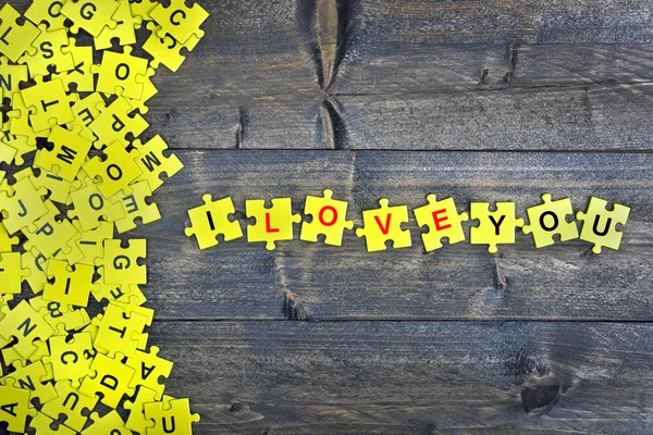 Puzzle with word I love you — Stock Photo, Image