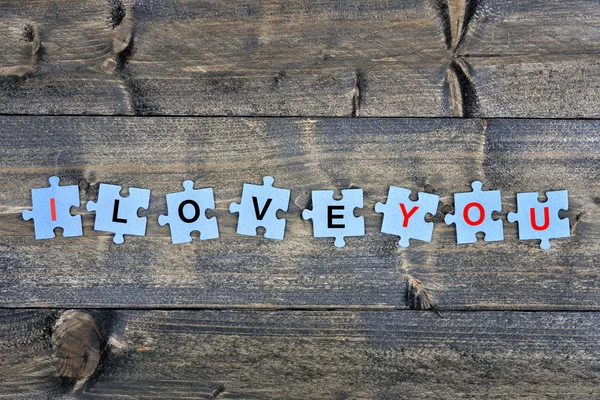Puzzle com palavra Eu te amo — Fotografia de Stock