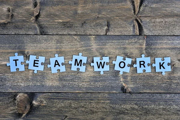 Puzzel met woord Teamwork — Stockfoto