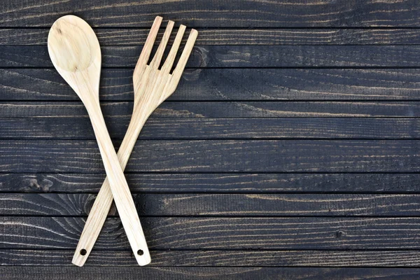 Tenedor y cuchara en la mesa — Foto de Stock