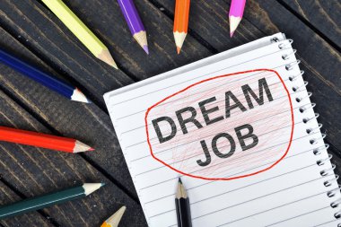 Rüya iş metin not defteri üzerinde 