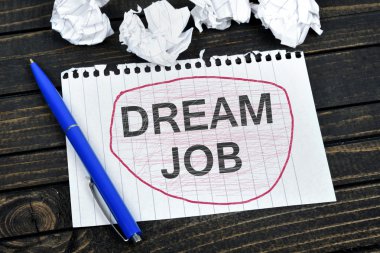 Rüya iş metin not defteri üzerinde