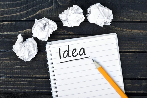 Testo dell'idea sul blocco note — Foto Stock