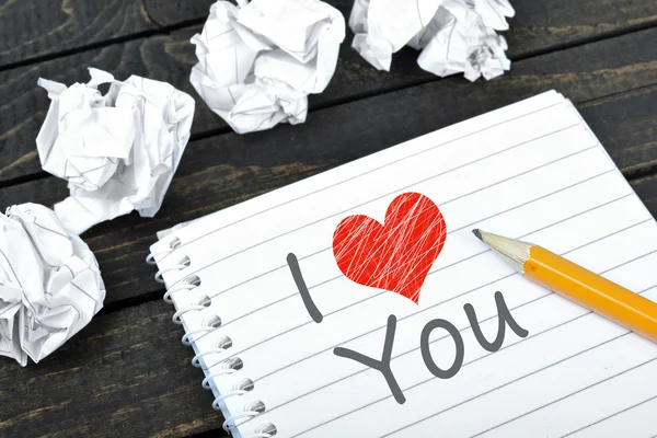 I love you text on notepad — Stock Photo, Image