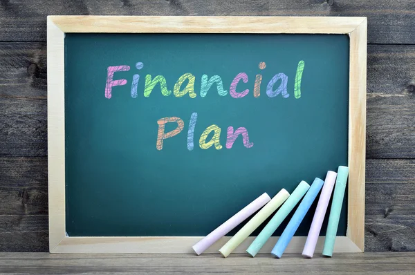 Financial Plan text on school board — Stock Photo, Image