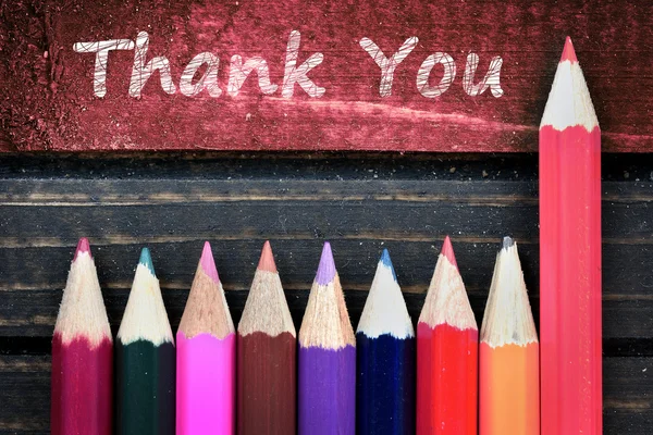 Thank You text and group of pencil on table — Stock Photo, Image