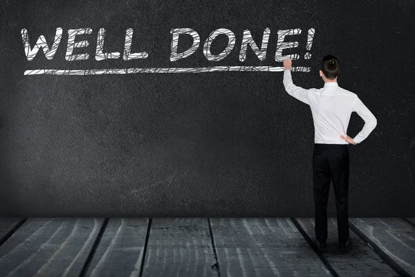 Well Done text on black board — Stock Photo, Image