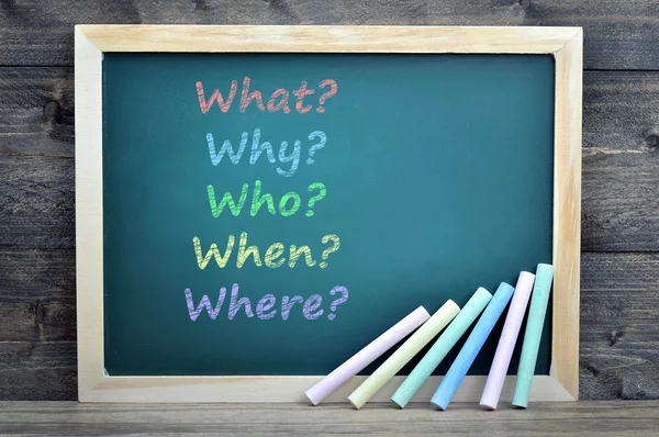 Question marks text on school board — Stock Photo, Image