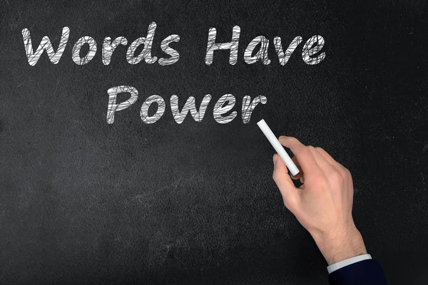 Palavras têm texto Power na placa preta — Fotografia de Stock