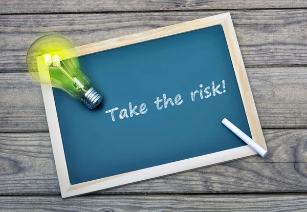 Take the risk text on school board — Stock Photo, Image