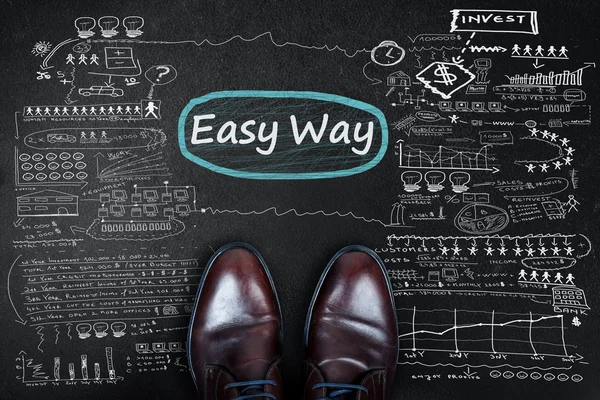 Easy Way palabra y zapatos de negocios —  Fotos de Stock