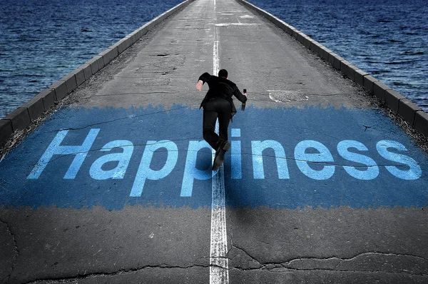 Happiness message on road — Stock Photo, Image