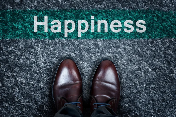 Mensagem de felicidade no asfalto — Fotografia de Stock