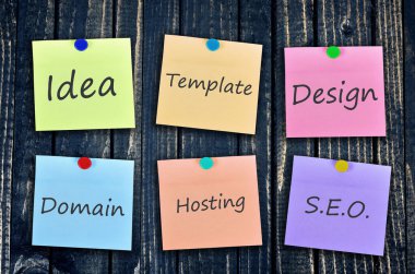 Web sitesi planı üzerinde çıkartmalar