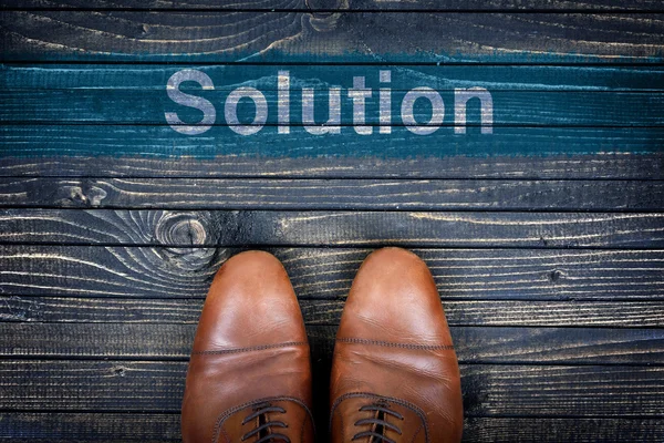 Solution message and business shoes — Stock Photo, Image
