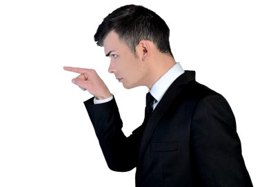 Angry bussines man pointing clipart