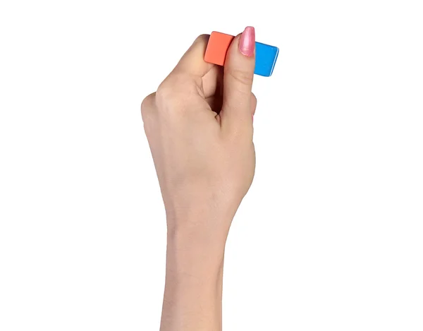 Hand with eraser — Stock Photo, Image