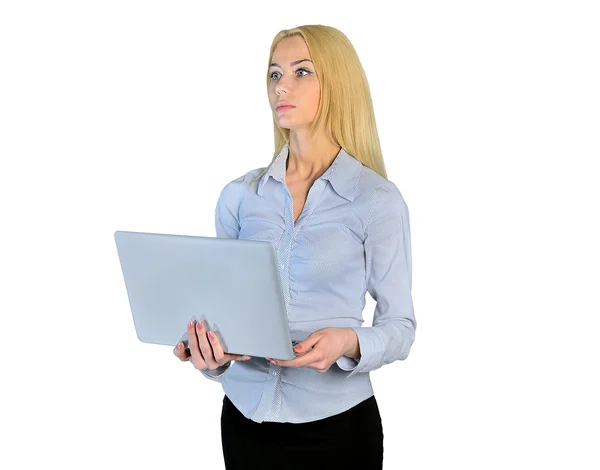 Woman and laptop — Stock Photo, Image