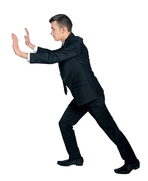 Omul împinge — Fotografie, imagine de stoc