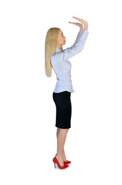 Business woman lifting something — Stock Photo, Image