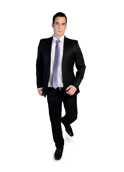 Business man walking looking camera — Stock Photo, Image