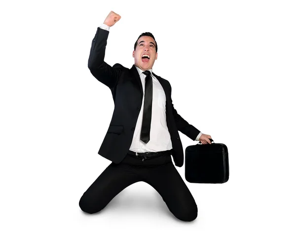 Business man winner hand up — Stock Photo, Image