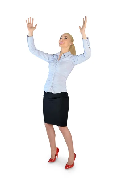 Business woman lifting something — Stock Photo, Image