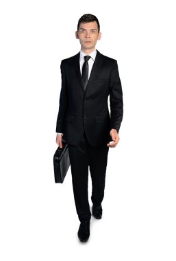 Business man walking front