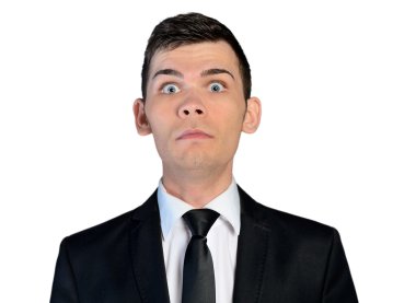 Business man scared face