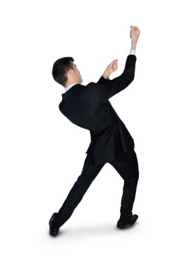 Business man drag something