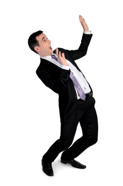 Business man fear protect