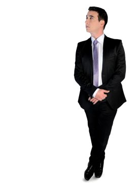 Business man looking corner