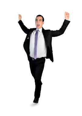 Business man winner run