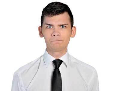 Business man doubt face