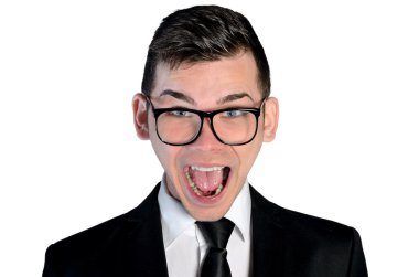 Business man happy screaming