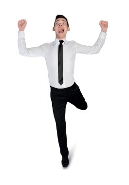 Business man running winner