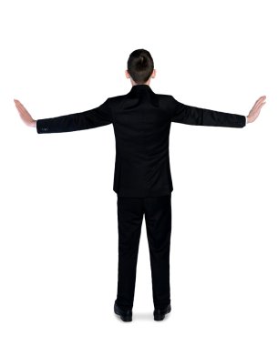 İş adamı itme yan