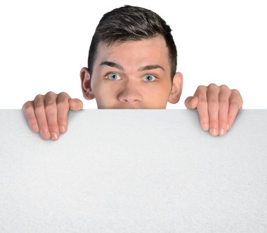 Business man behind empty board